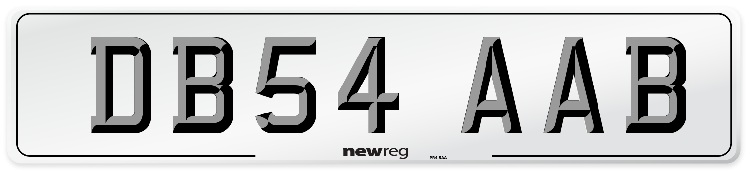 DB54 AAB Number Plate from New Reg